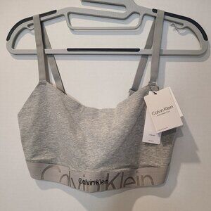 Choose L or XL-Calvin Klein Cotton Unlined Bralette Gray-QF6989-Lounge-Sleep Bra